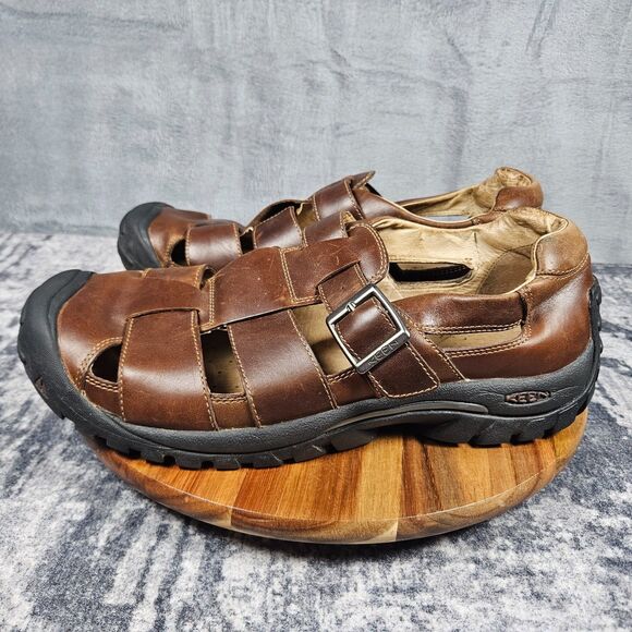 Keen Mens Brown Leather Fisherman Sandals Buckle Strap Hiking Shoes 14 XT 0105 main image 5
